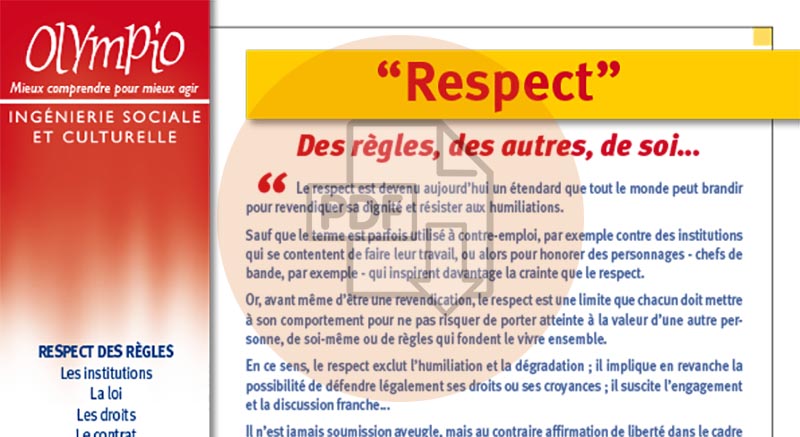 Le respect des règles, des autres, de soi "Respect !"